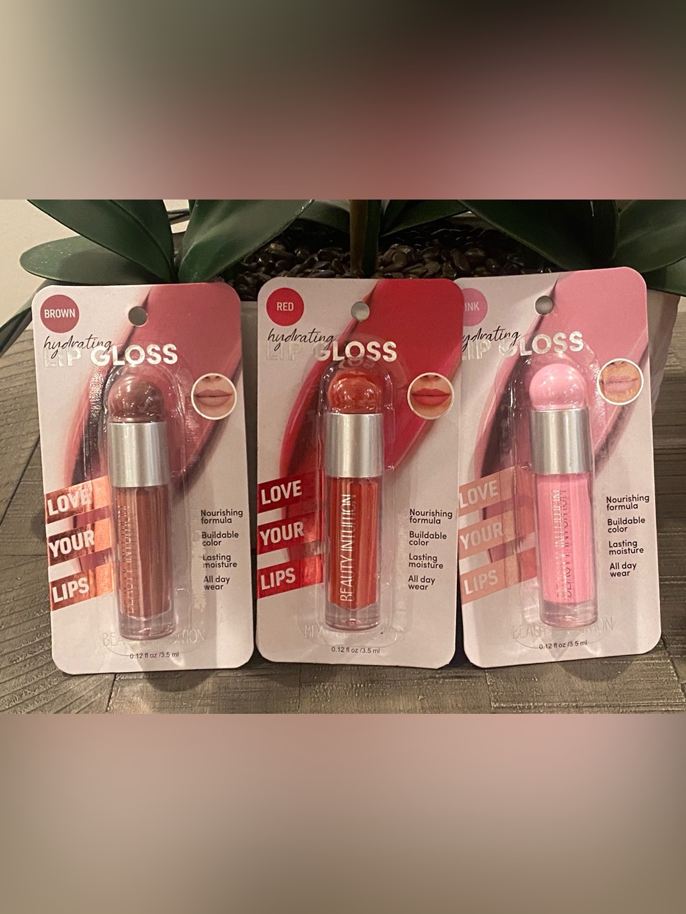 Hydrating Lip Gloss beauty intuition red pink brown 3 pcs